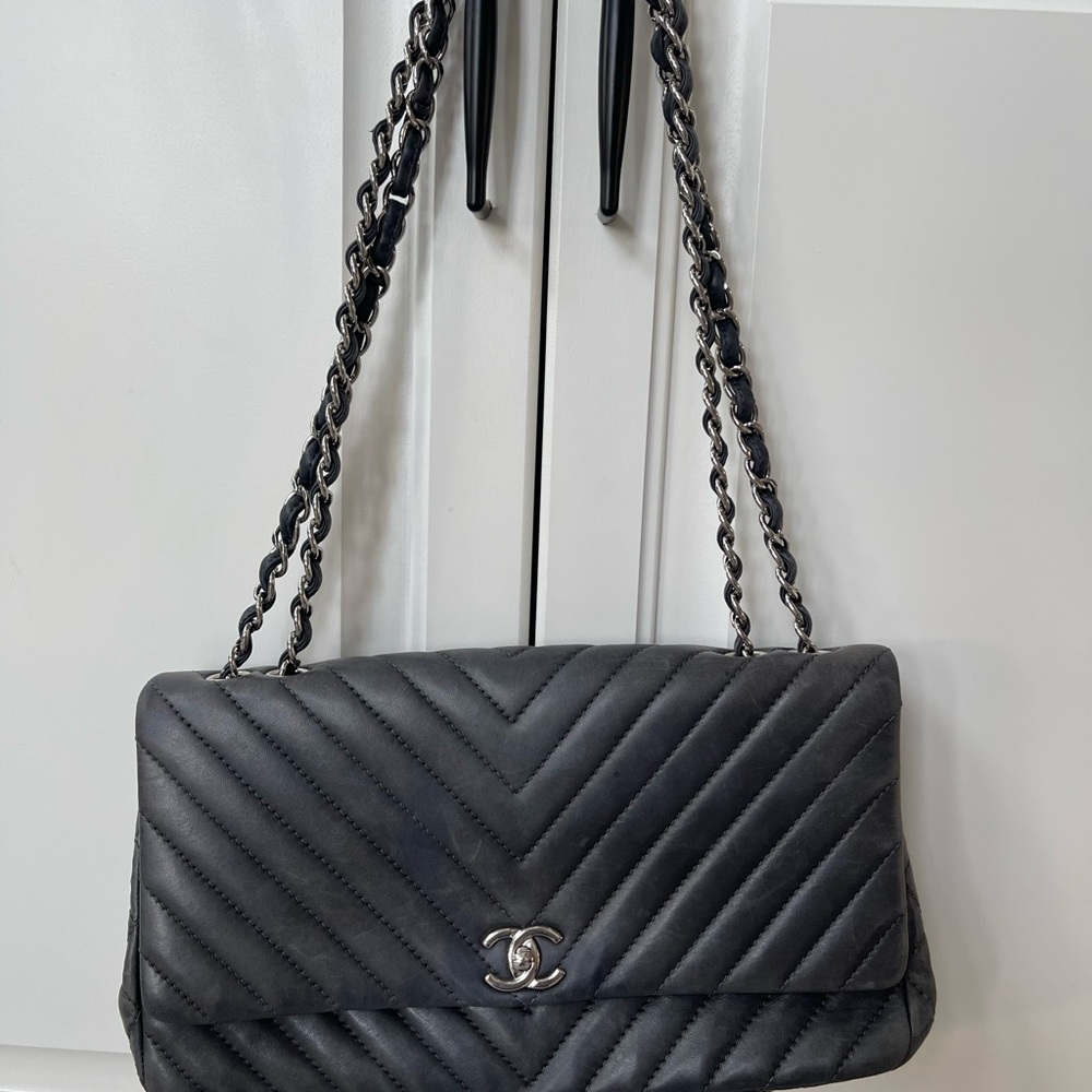 Authentic Chanel chevron pattern. Used. Good condition.